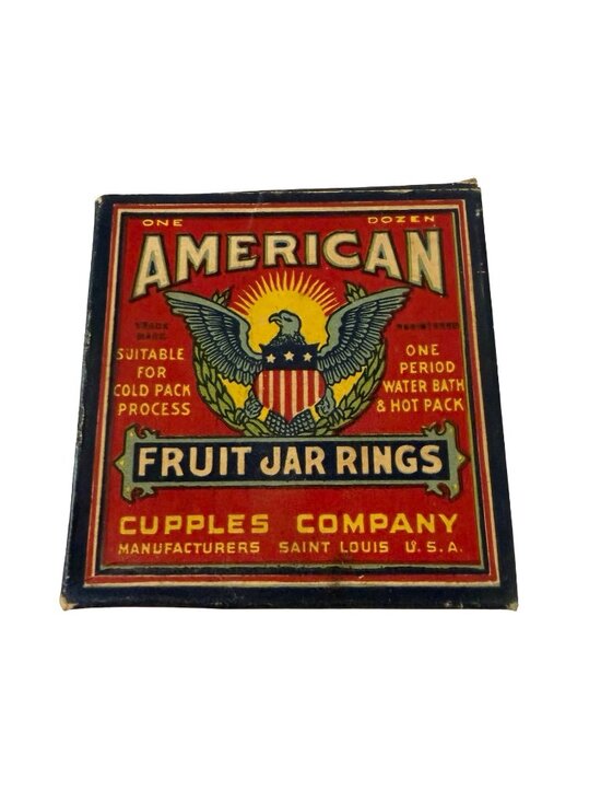 American Fruit Other - Vintage American Fruit Jar Rings Box with 1 Dozen Original Red Rubber Canning Ri